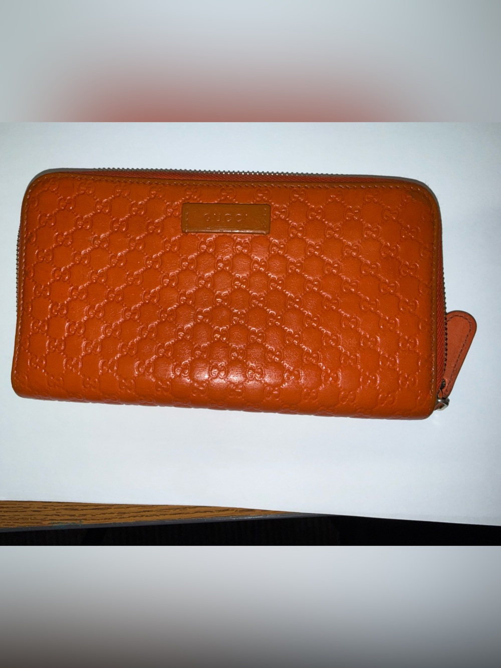 Gucci Orange Monogram Zip Wallet